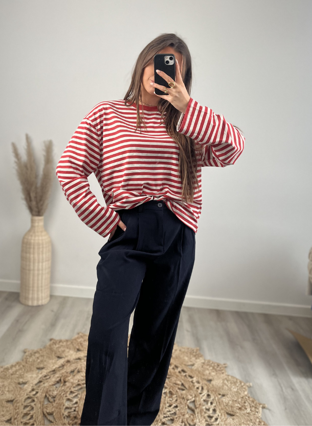 EMMA - Longsleeve grijs/rood