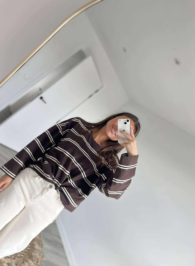 KARLIEN - Striped Sweater Bruin
