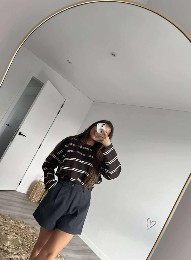 KARLIEN - Striped Sweater Bruin