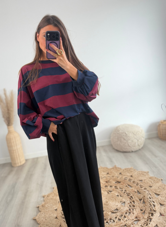 JULIETTE - Sweater Navy/Bordeaux