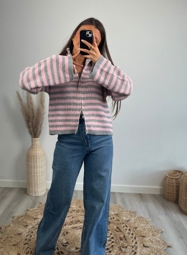 KIM - Knit Grijs-roze