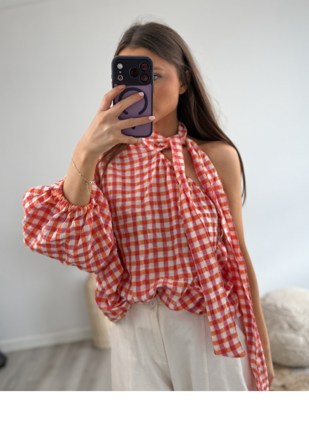 One- shoulder Top Red