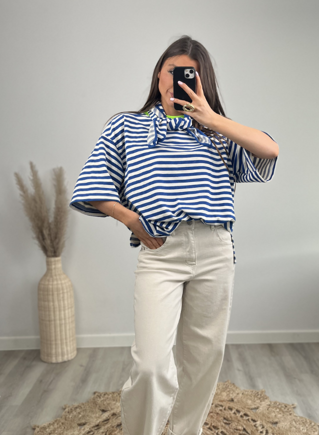 BEA - Shirt Blauw incl. sjaaltje