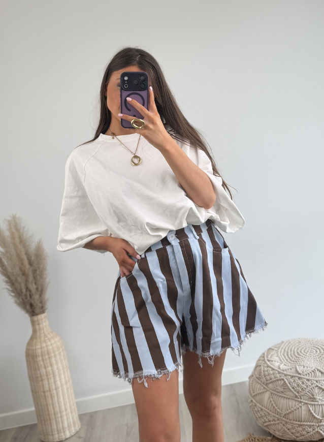 Jeansshort blauw/choco