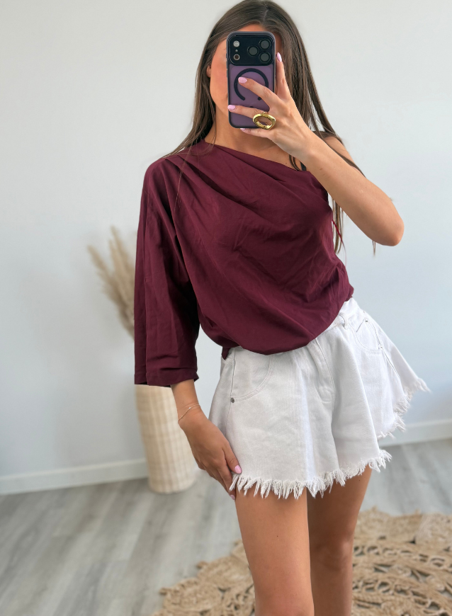 One-Shoulder top Bordeaux