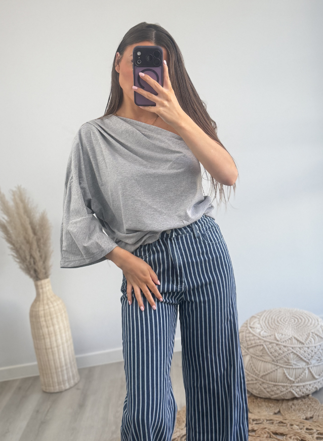 Off- Shoulder Top Donkergrijs