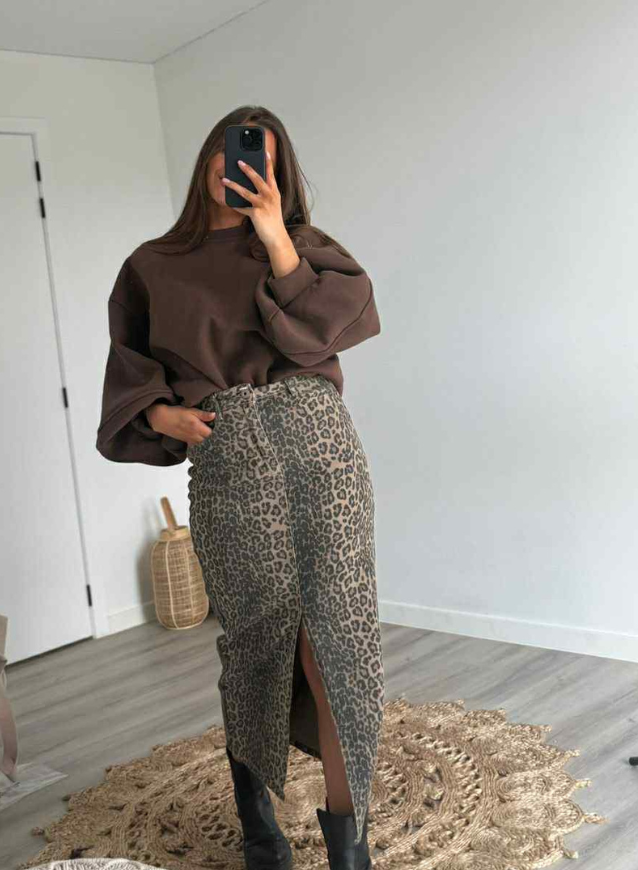 Amina - Jeans Leopard Rok