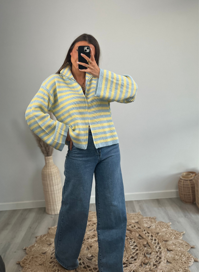 KIM - Knit geel-blauw