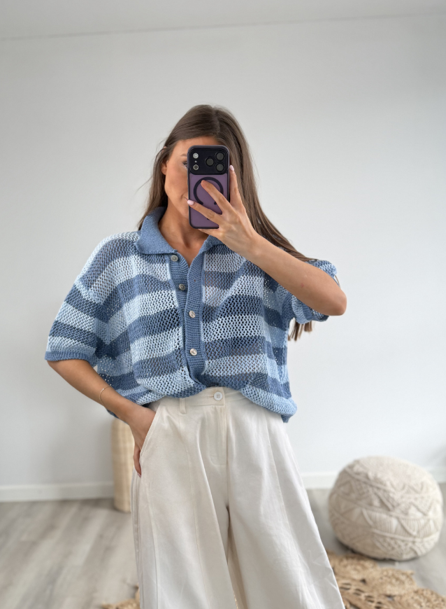 Crochet Shirt Denim Blue