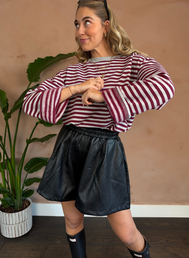 PIPPA - Longsleeve Grey/Bordeaux Gewatteerd