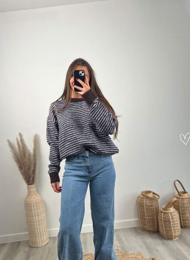 FLEUR - Streepjestrui Blauw-Choco