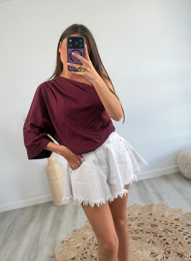 One-Shoulder top Bordeaux
