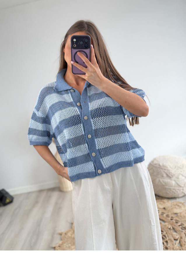 Crochet Shirt Denim Blue