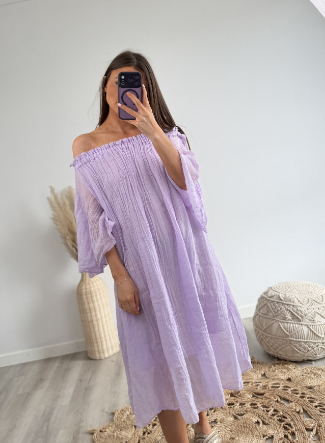 Lila Jurk Off- shoulder