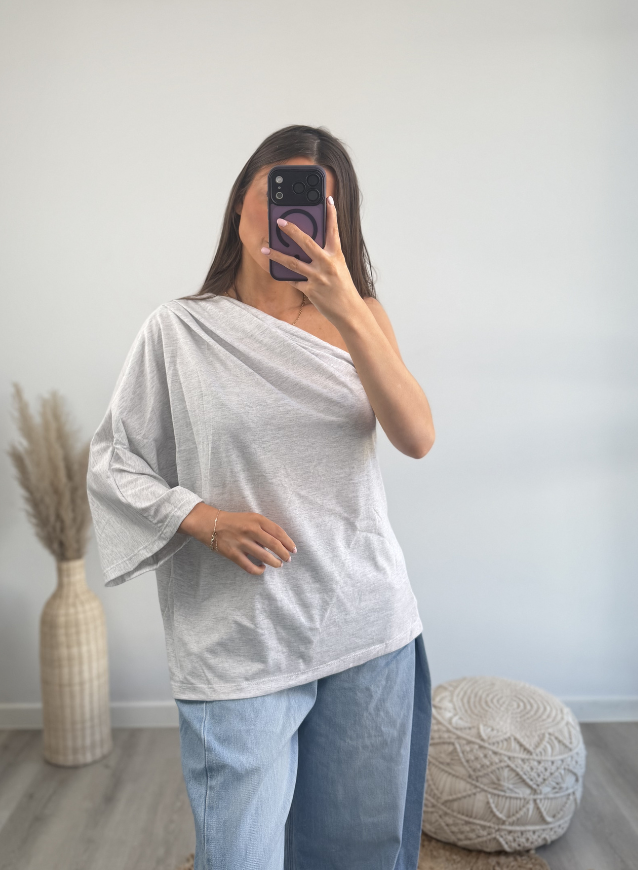 Off- Shoulder Top Lichtgrijs