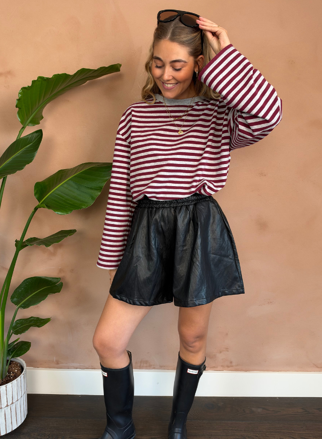 PIPPA - Longsleeve Grey/Bordeaux Gewatteerd