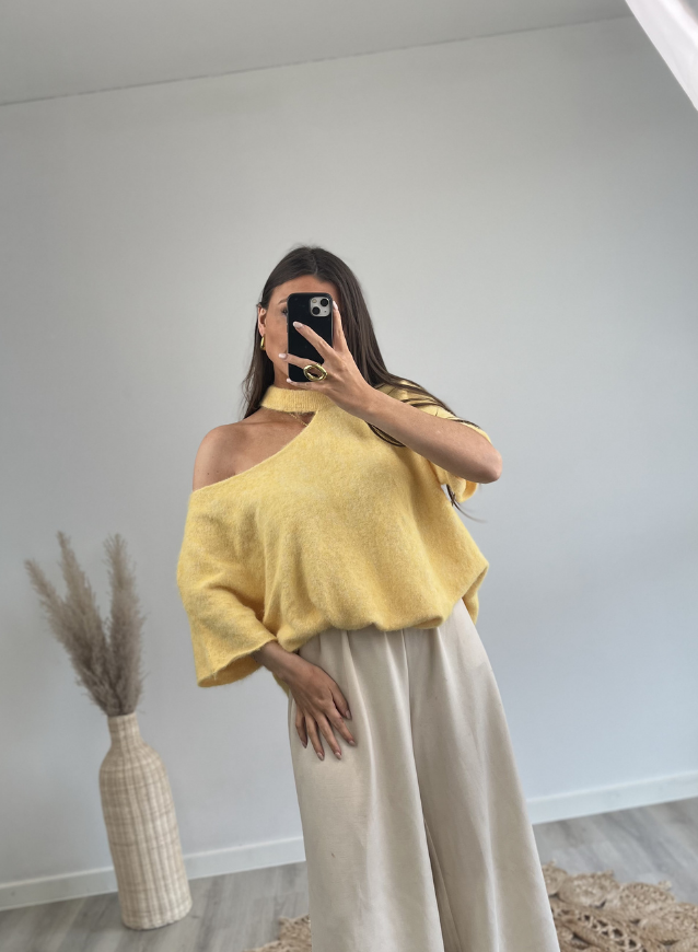 Off- Shoulder knit Geel