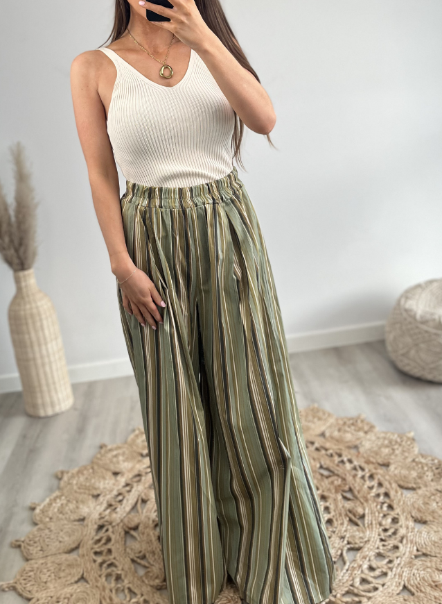 Striped pantalon Kaki