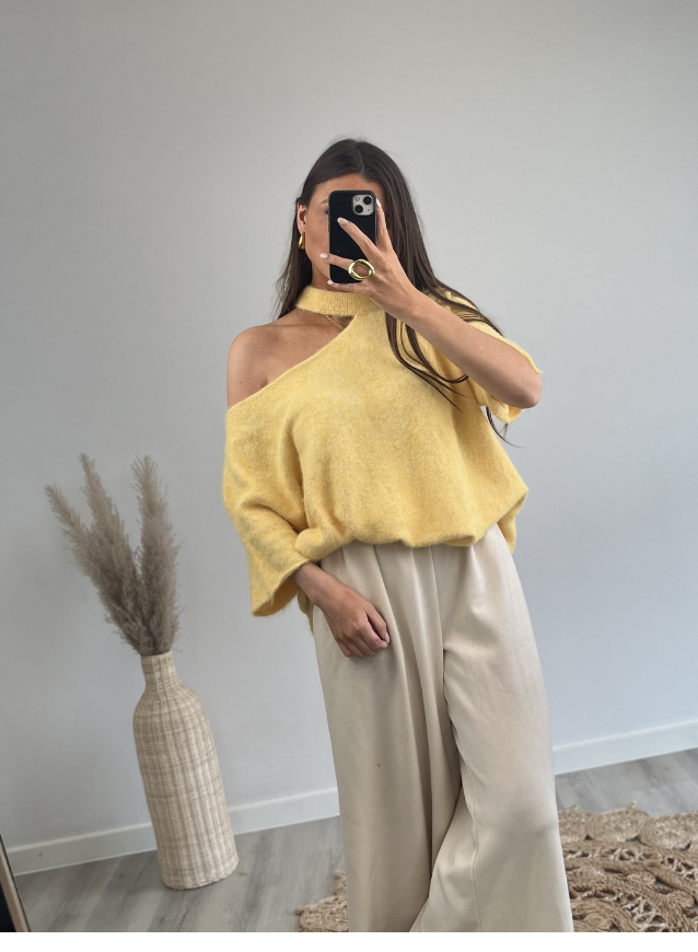 Off- Shoulder knit Geel