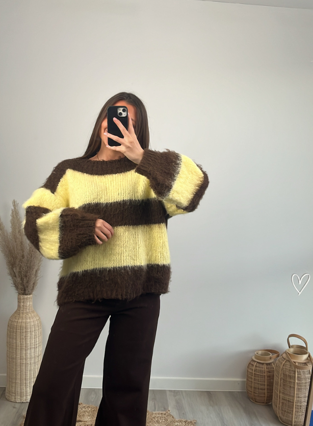 LAURENCE - Trui Choco/Geel