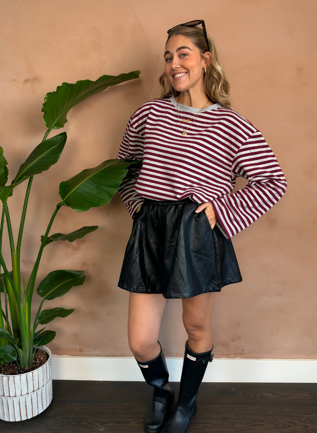 PIPPA - Longsleeve Grey/Bordeaux Gewatteerd
