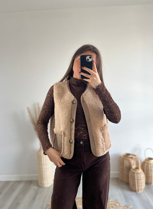 LILY - Bruine Lace top