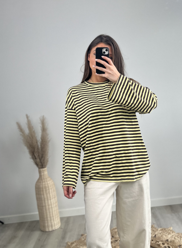 Longsleeve Schoko/Gelb