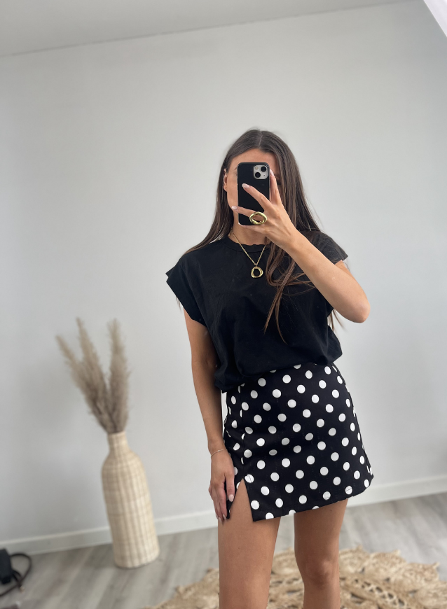Gepunktete Shorts Schwarz