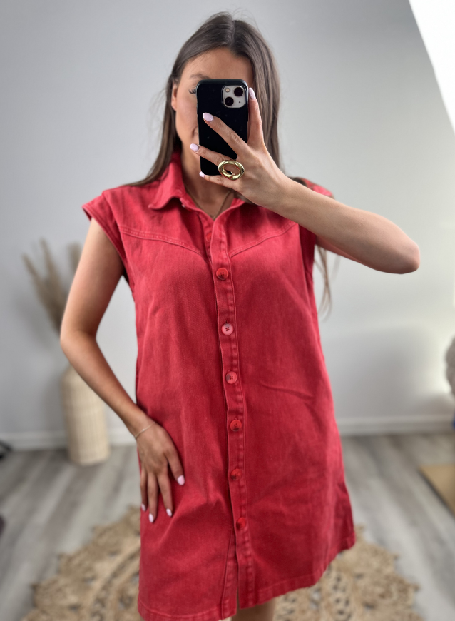Jeanskleedje rood