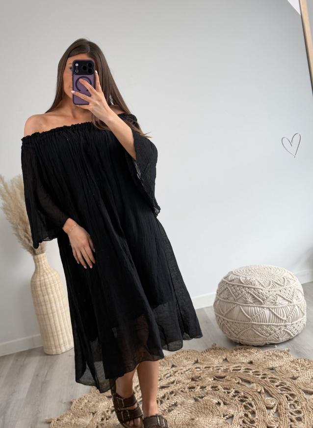 Off-Shoulder Dress Zwart