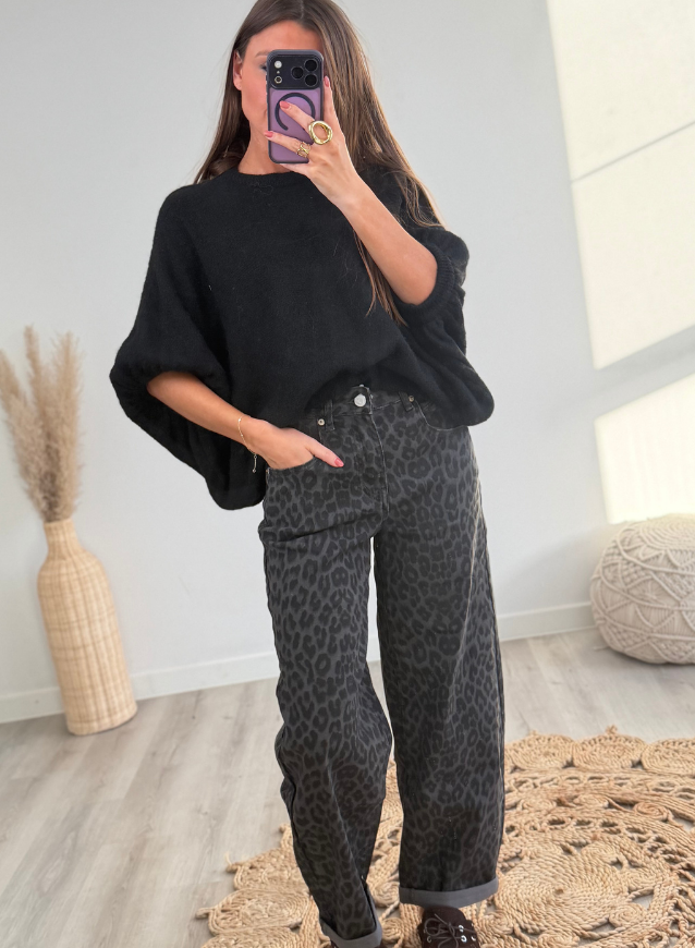 Leopard Ballon Jeans Black
