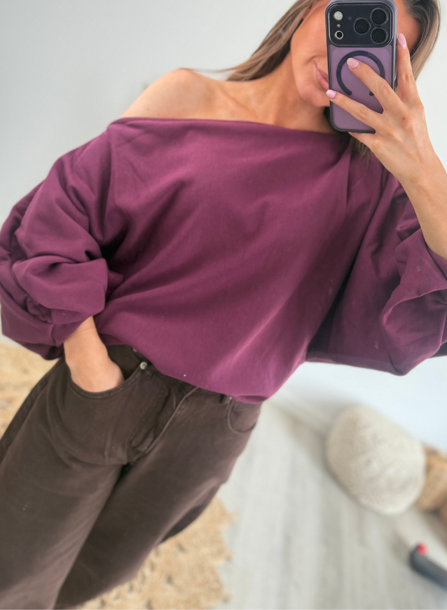 JULIE - Off Shoulder Sweater Bordeaux