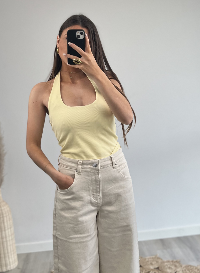 Halter top Geel