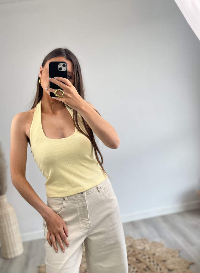 Halter top Geel