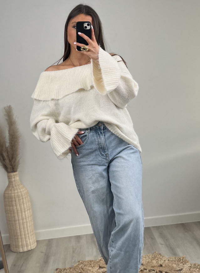 Off Shoulder Trui Cream
