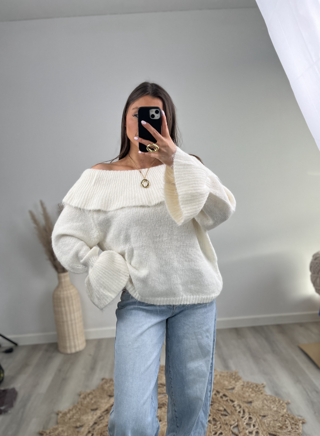 Off Shoulder Trui Cream