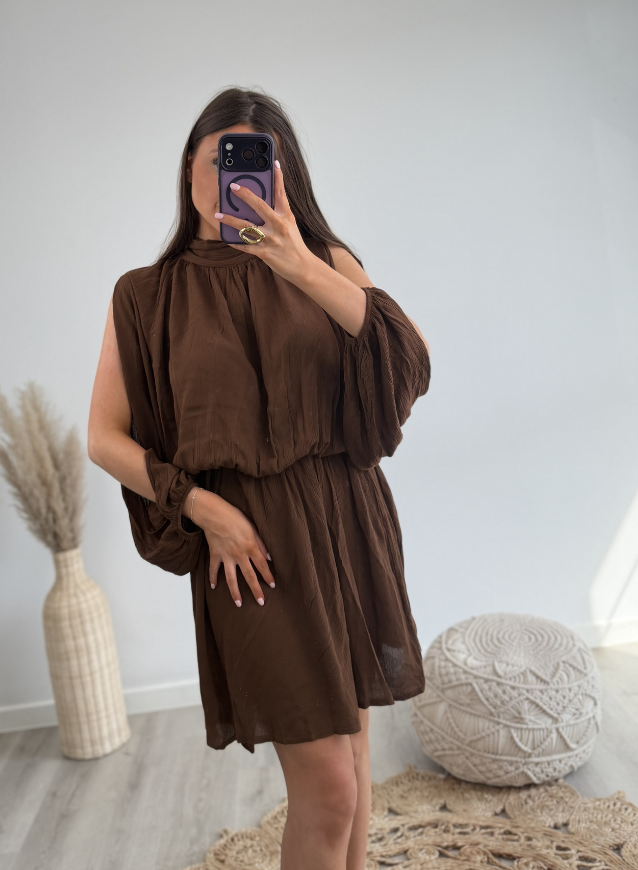 Shoulder Dress Brown