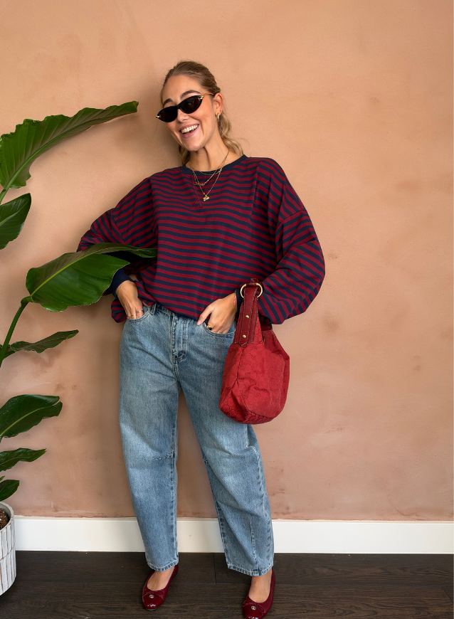 CAMILLE - Sweater Navy/Bordeaux