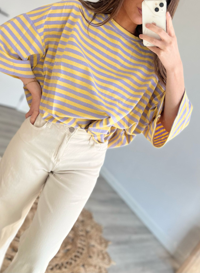 LINA - Geel/ Lila T-shirt