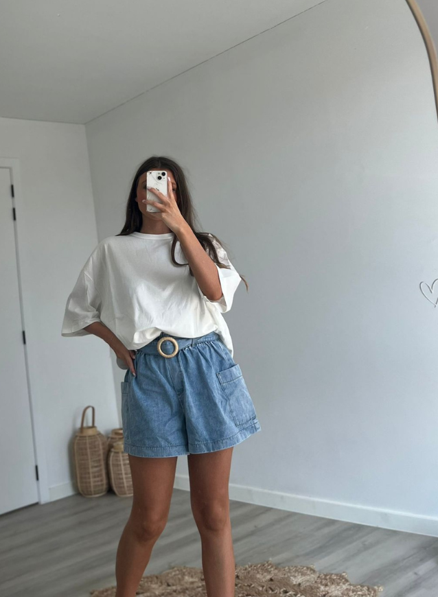 Basic T-shirt wit katoen