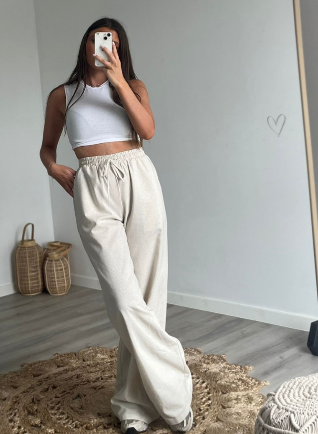 JUUL - Zandkleurige wide leg