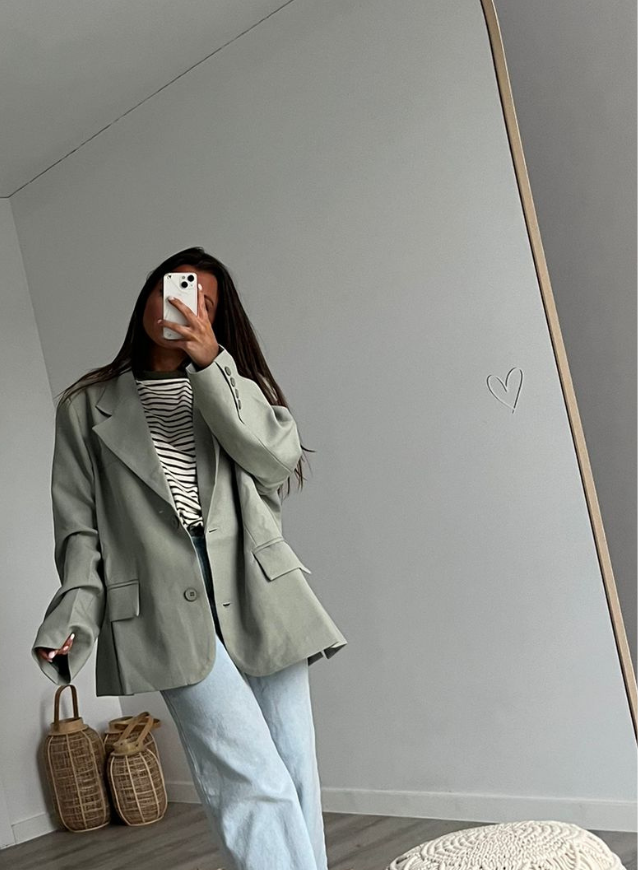 CARO - Mintgroene blazer oversized