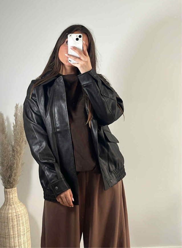 MILA - Leren Jas choco