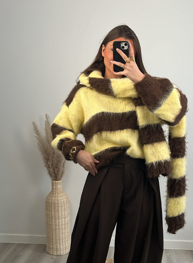 LAURENCE - Trui Choco/Geel