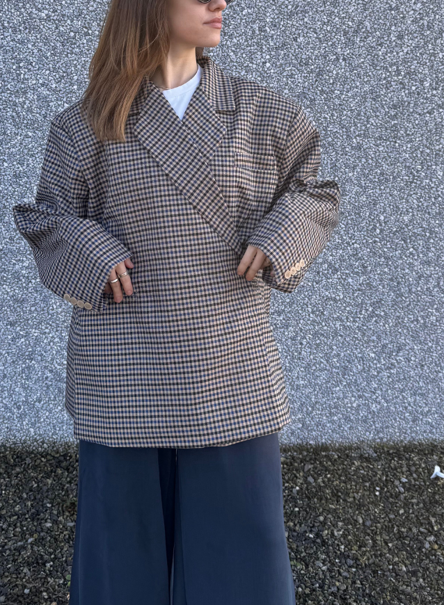 MIRA - Blazer ruitjes Blue/Brown